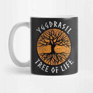 Tree of Life Yggdrasil Orange Valhalla Vikings Grunge Distressed Mug